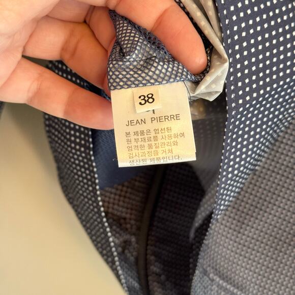 Vintage 70s Jean Pierre Jacket Mens 38 US XL Blue Geometric Full Zip Long Sleeve - Picture 9 of 9